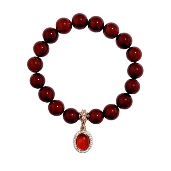NATURAL AGATE BRACELET WITH CHARM - Picture 1 of 4